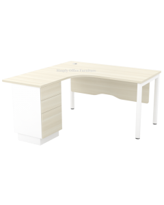 1.5m Ergonomic L-Shaped Table With Pedestal