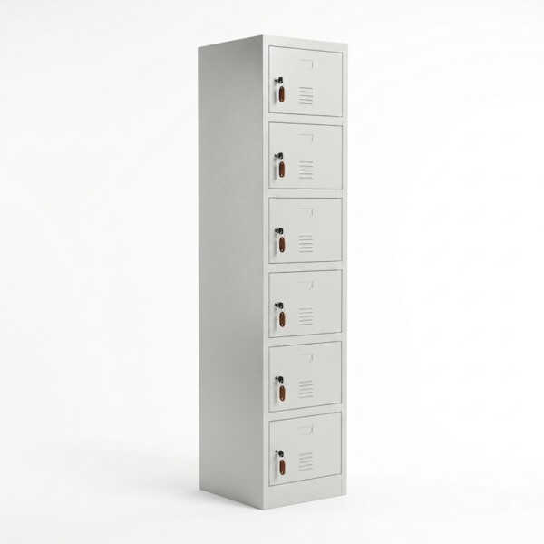 6 Locker Storage 6 Compartment Steel Locker - Light Grey | iSimply