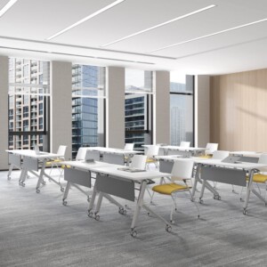 Flip -top training desk setup in a room