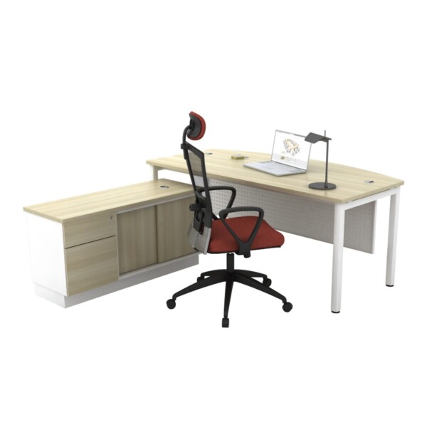 SL 1.8m Bow Front Desk w/Cabinet | iSimply
