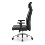 Side profile of the black Vero PU Leather Office Chair, highlighting its ergonomic high-back design, the depth of the high-density foam seat, and the 3D adjustable armrests.
