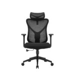 Front view of the Radius High Back ergonomic office chair, showcasing the breathable 4-way stretch fabric seat, adjustable 2D armrests, and contoured mesh backrest.