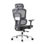 Side rear view of the Aura LX Ergonomic Chair showing the sturdy mesh backrest frame and reinforced support structure.