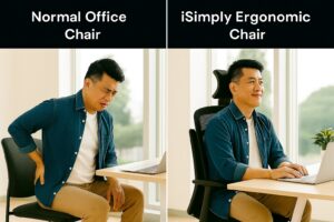 Comparison between cheap office chair and iSimply ergonomic chair