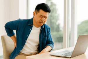 Uncomfortable chair causing back pain in Singapore office