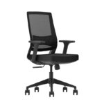 Capri Mid Back Mesh Chair in black mesh backrest, black cushion seat and black durable nylon base