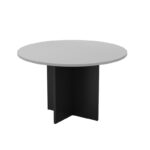 Diameter 1200mm round table with light grey top and dark grey wooden base
