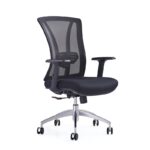 Mid Back Mesh Chair in black mesh, armrests and aluminium base
