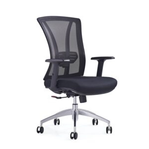 Mid Back Mesh Chair in black mesh, armrests and aluminium base
