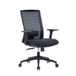Ideal mid back mesh office chair in black featuring a high-density molded foam seat and 3-angle adjustable armrests without a headrest