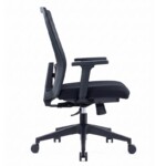 Side view of the Ideal mid back mesh chair showing the ergonomic S-shaped backrest and thick moulded foam seat cushion.