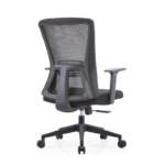 45-degree rear view of the Quanta Vue task chair highlighting the reinforced glass fibre frame and breathable mesh back.