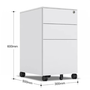 Narrow White Steel Mobile Pedestal
